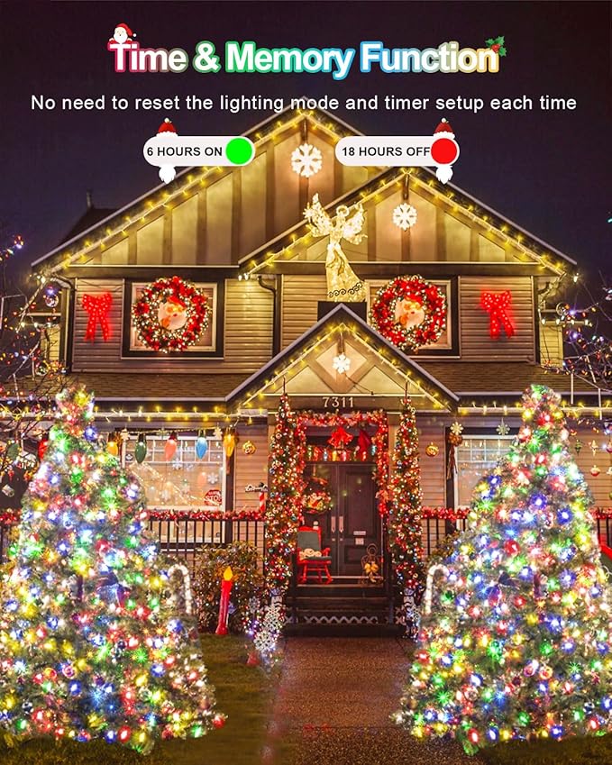 LED Christmas Lights, Extra Long Outdoor String Lights Waterproof, Timer & Memory, 8 Modes Dimmable Plug in Fairy for Outside Tree Wedding Patry (White to Multicolor, 355FT 900LED)