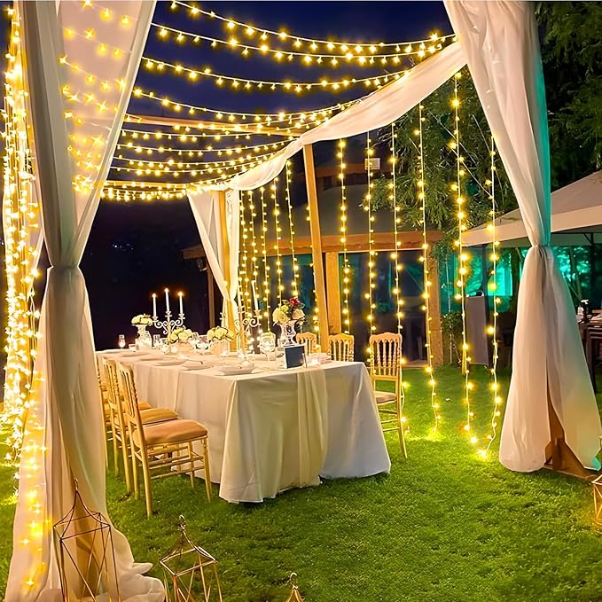 XURISEN Upgraded 561FT 1400 LED String Christmas Lights Outdoor, Super Long Fairy Lights 8 Modes & Memory Timer Plug in for Home Xmas Tree Party Wedding Decor -Warm White