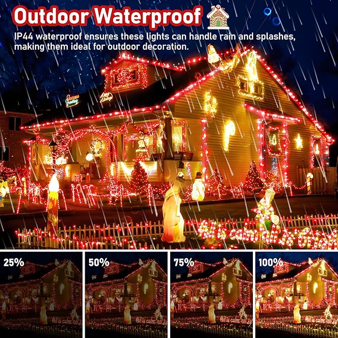 XURISEN Upgraded 561FT 1400 LED Christmas Lights Outdoor, Super Long String Lights 8 Modes & Memory Timer Plug in Fairy Lights for Home Xmas Tree Party Wedding Decor -Red