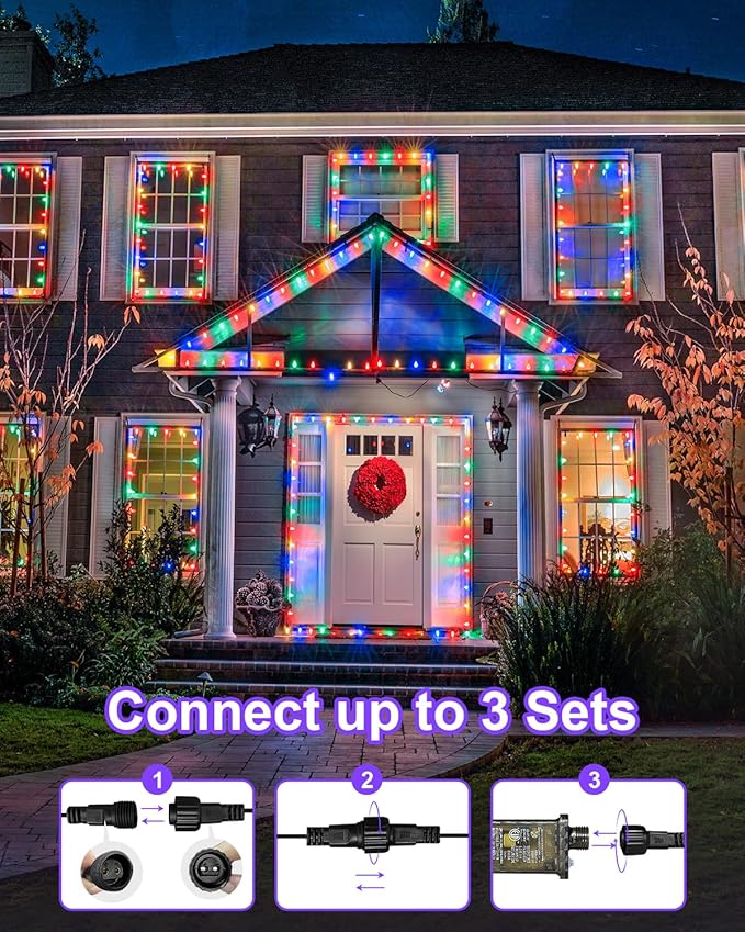 125FT 380LED Christmas Lights, Extra Long Outdoor String Lights Waterproof, Timer & Memory, 8 Modes Dimmable Plug in Fairy for Classroom Decor Outside Tree Wedding Patry Multicolor