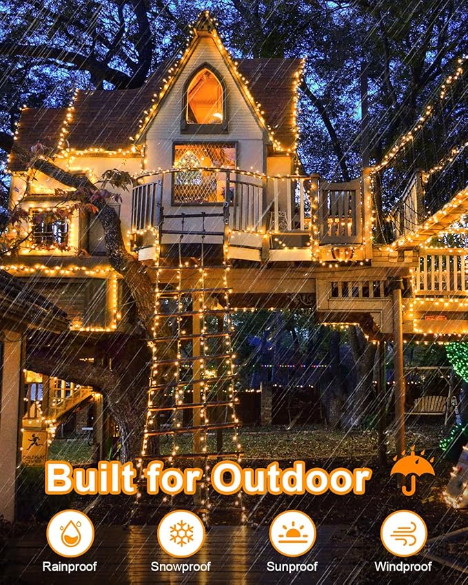 125FT 380 LED Warm Christmas Lights, Plug in Christmas String Lights Connectable, Timer & Memory, Waterproof Twinkle Tree Light for Indoor Outdoor Classroom Patio Yard Holiday Decoration