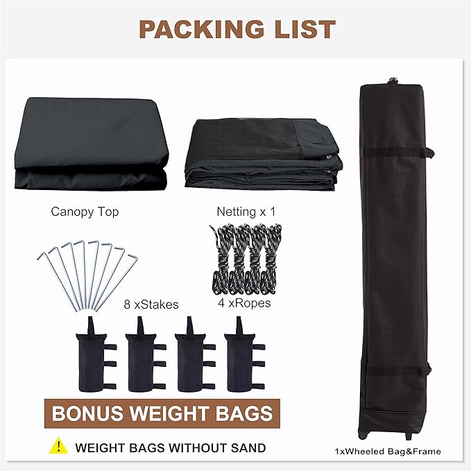 MASTERCANOPY Pop-Up Easy Setup Outdoor Canopy with Netting Screen Walls (10x10, Dark Gray)