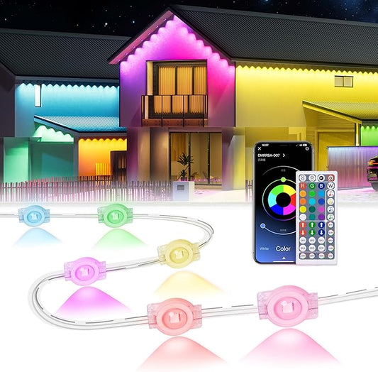 300Ft Permanent Outdoor Lights,Smart RGB Outdoor Lights with Remote APP Control, IP67 Waterproof Outside Light for House for Daily, Garden, TV Backlights, Christmas Decor