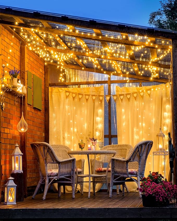 125FT 380 String Lights Indoor Outdoor Clear Wire, Plug in Christmas String Lights Connectable, Timer & Memory, Waterproof Twinkle Tree Light for Indoor Outdoor Classroom Patio Yard Holiday Decoration