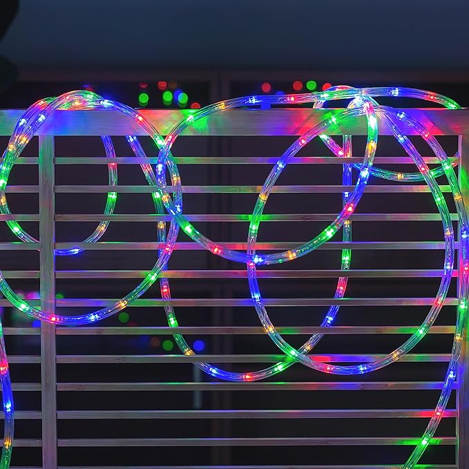 Waterproof LED Rope Lights, Connectable & Flexible with 8 Modes, Outdoor Lighting for Deck, Garden, Pool, Patio & Christmas Decor (Multicolor, 20ft)