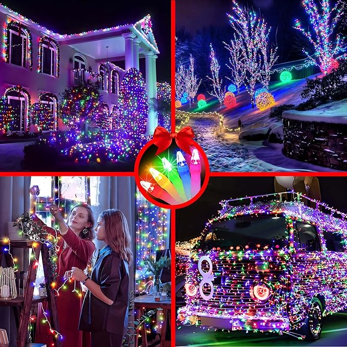 1500 LED 502FT Christmas String Lights Outdoor, Christmas Light with 8 Lighting Modes& Timer & Memory, Plug in Outdoor Waterproof Clear Wire Twinkle Light for for Xmas Yard Tree Party Decor Multicolor