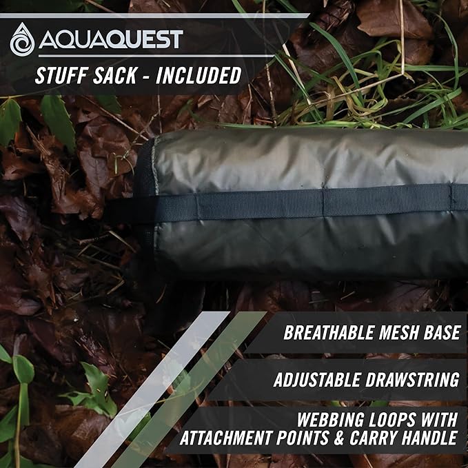 AquaQuest Defender Tarp – 100% Waterproof (20,000mm) Heavy-Duty Shelter for Camping, Bushcraft, Survival, Hammock, Basecamp, Hunting, Hiking & All-Season Use – 30 Options Available: 5 Sizes & 6 Colors