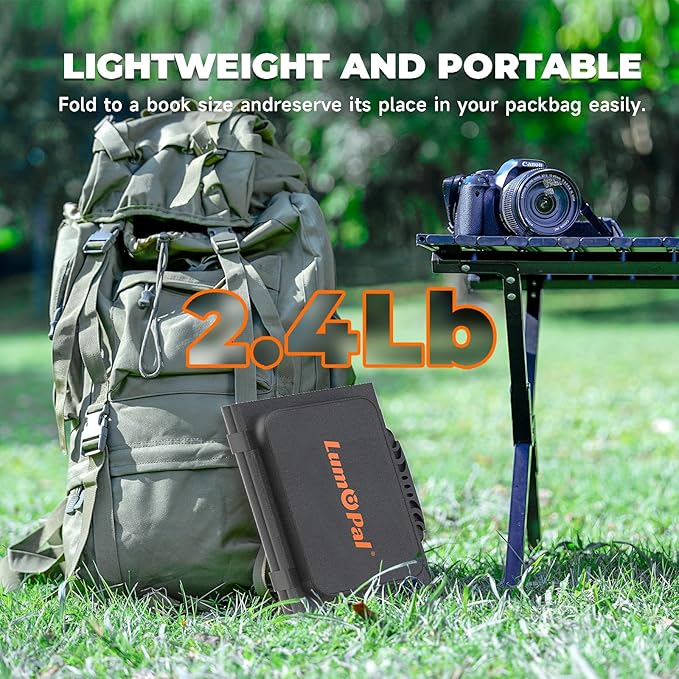 40W Foldable Solar Panel with USB-C PD 40W, 5V USB-A QC3.0, DC18-20V Ports, Folding Solar Panel for Traveling, Camping, Backpacking, Compatible with Phone, iPad, Power Station