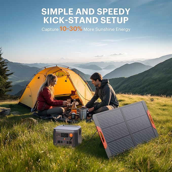 100W Portable Solar Panel,Camping Essentials, 20V ETFE Foldable Solar Charger for Power Station,QC3.0 USB-A &Type-C Output,23.5% High Efficiency IP67 Waterproof for Camping RV Hurricane