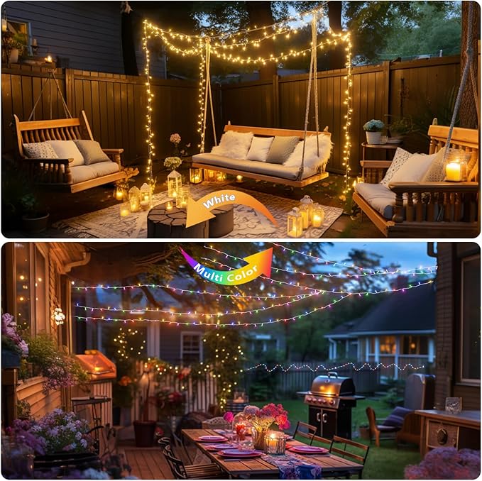 128FT 300 LED Christmas String Lights, Color Changing String Lights, Outdoor Waterproof Twinkle Lights, 11 Lighting Modes, Timing, Christmas Decoration-Multicolor to Warm White