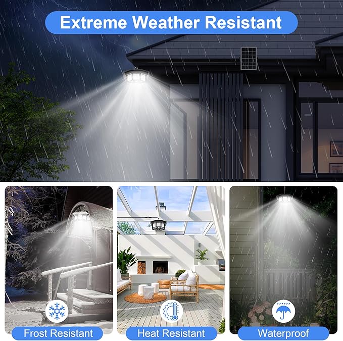 2 Pack Solar Shed Light Indoor Outdoor 1200LM Solar Powered Pendant Daywork Light 288LED 8-Faces Motion Sensor with 5 Lighting Modes & Remote Control for Gazebo Garage Patio Barn Shed House