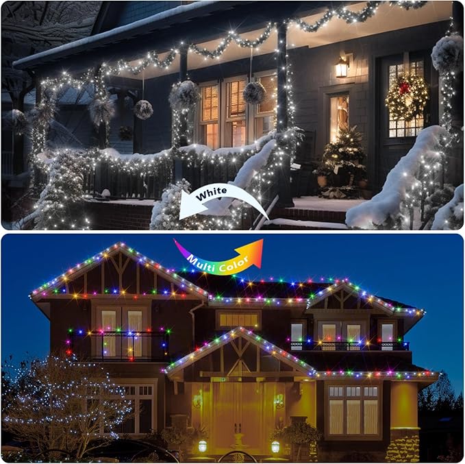 600 LED Christmas Fairy String Lights, Outdoor 246FT Waterproof Twinkle Lights, Color Changing String Lights, 11 Lighting Modes, Timing, Christmas Decoration-Multicolor to Cold White…