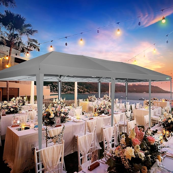 COBIZI 10x30 Pop Up Canopy with 8 Sidewalls Tents for Parties Waterproof Commercial Instant Canopy 10x30 Party Tent for Backyard, Wedding Portable Outdoor Gazebo with Carrybag&4 Sandbags, Gray
