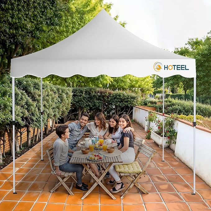 HOTEEL 10×10 Pop Up Canopy, UV 50+ and Waterproof Canopy Tent 10×10, Thickened Frame, Large Space Easy Pop Up Canopy, Outdoor Canopy for Weddings, Beaches, Parties, Patio (White)