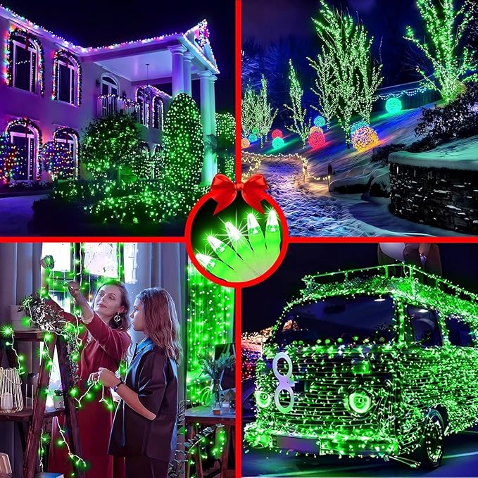 1500 LED 470FT Christmas String Lights Outdoor, 12 Pro Modes and Timer Memory & Brightness, Plug in Waterproof Clear Wire Twinkle Light for for Xmas Yard Tree Wedding Party Decor (Green)