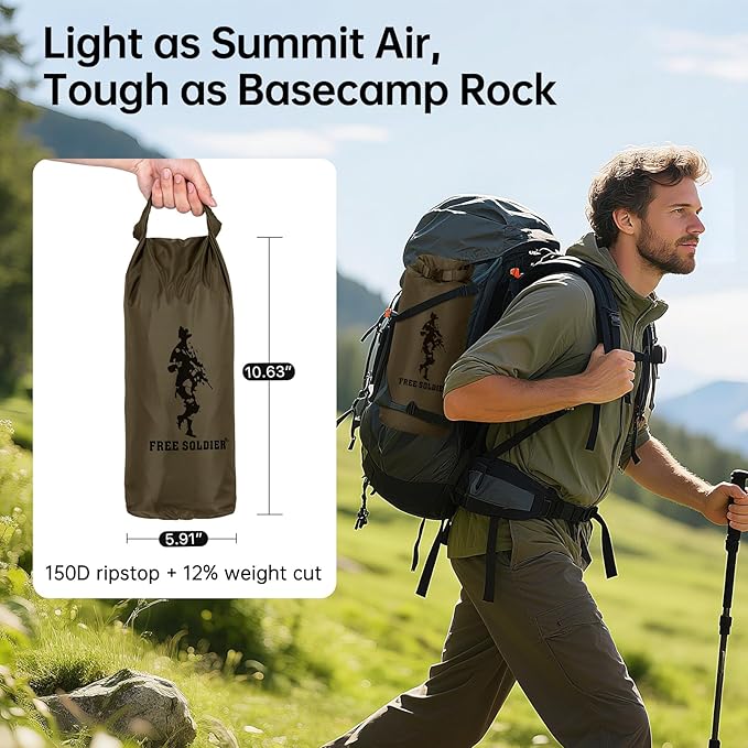 FREE SOLDIER Camping Tarp Waterproof Portable Multifunctional Outdoor Traveling Awning Backpacking Shelter Rain Tarp (Olive-Green 10×10.5ft)