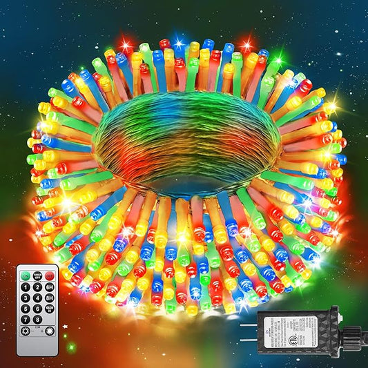 125FT 380LED Christmas Lights, Extra Long Outdoor String Lights Waterproof, Timer & Memory, 8 Modes Dimmable Plug in Fairy for Classroom Decor Outside Tree Wedding Patry Multicolor