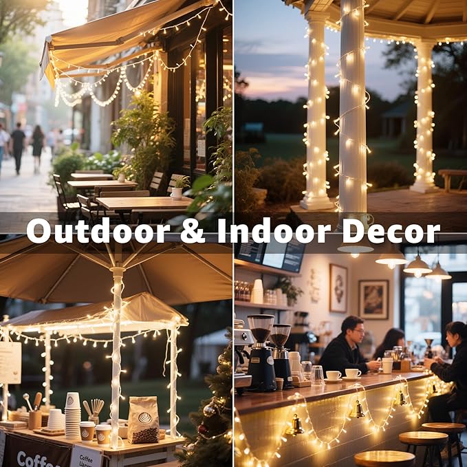 Connectable LED String Lights Indoor Outdoor, 150 LED 49 FT Warm White Christmas Lights Waterproof, 8 Modes Plug in Twinkle Fairy Lights for Classroom Bedroom Decoration