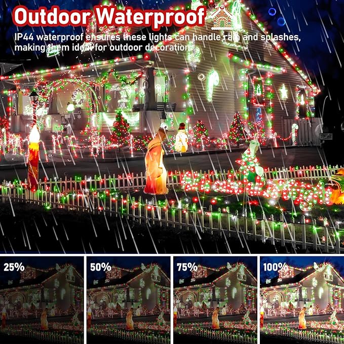 XURISEN Upgraded 561FT 1400 LED Christmas Lights Outdoor, Super Long String Lights 8 Modes & Memory Timer Plug in Fairy Lights for Home Xmas Tree Party Wedding Decor -Red and Green and White