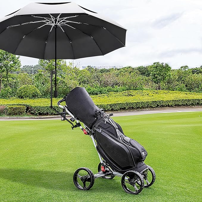UPF 50+ Golf Umbrella with Adjustable Universal Clamp, Portable Umbrellas for Rain, Manual Open & Close, for Beach Chair, Golf Cart, Stroller, Bleacher, Patio