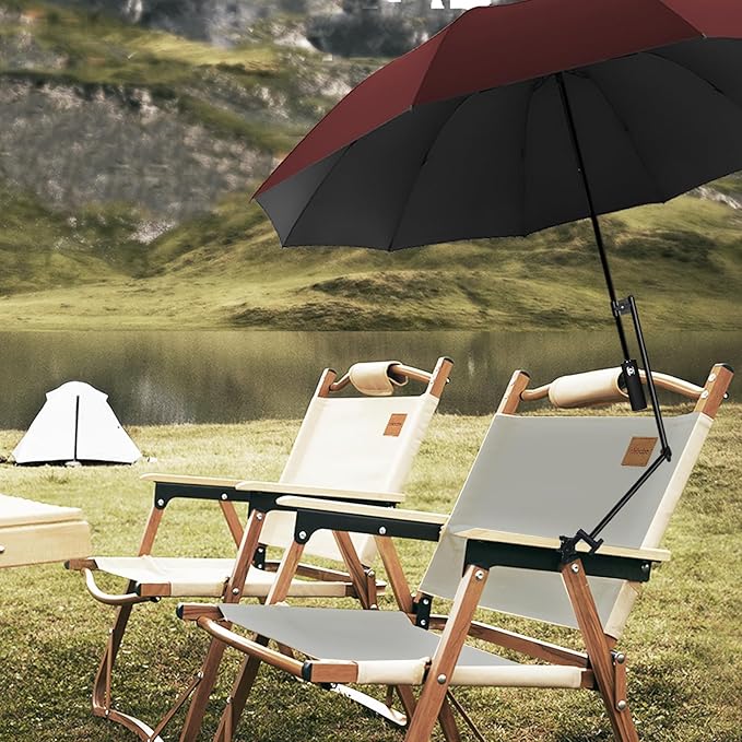 UPF 50+ Beach Umbrella with Adjustable Universal Clamp