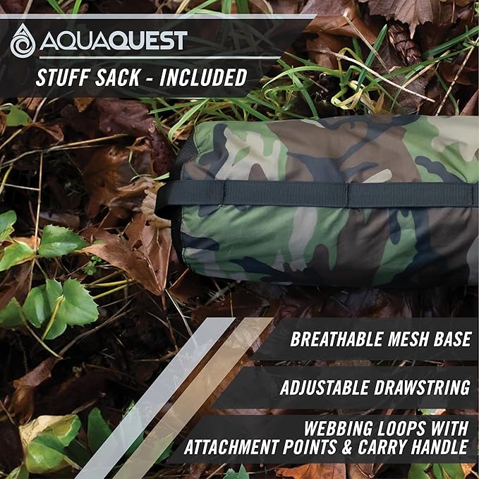 AquaQuest Defender Tarp – 100% Waterproof (20,000mm) Heavy-Duty Shelter for Camping, Bushcraft, Survival, Hammock, Basecamp, Hunting, Hiking & All-Season Use – 30 Options Available: 5 Sizes & 6 Colors