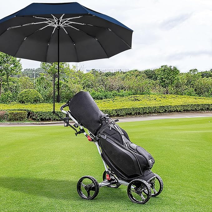 UPF 50+ Golf Umbrella with Adjustable Universal Clamp, Portable Umbrellas for Rain, Manual Open & Close, for Beach Chair, Golf Cart, Stroller, Bleacher, Patio