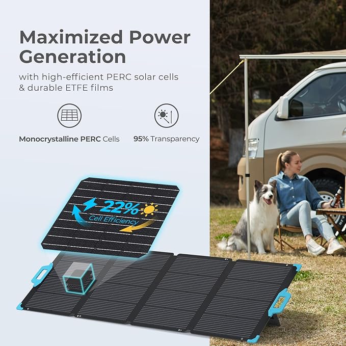 Renogy E.FLEX 220 Watt Waterproof Foldable Portable Solar Panel with Kickstand & Carry Handles for Road Trip, Camping, RV, and Fishing