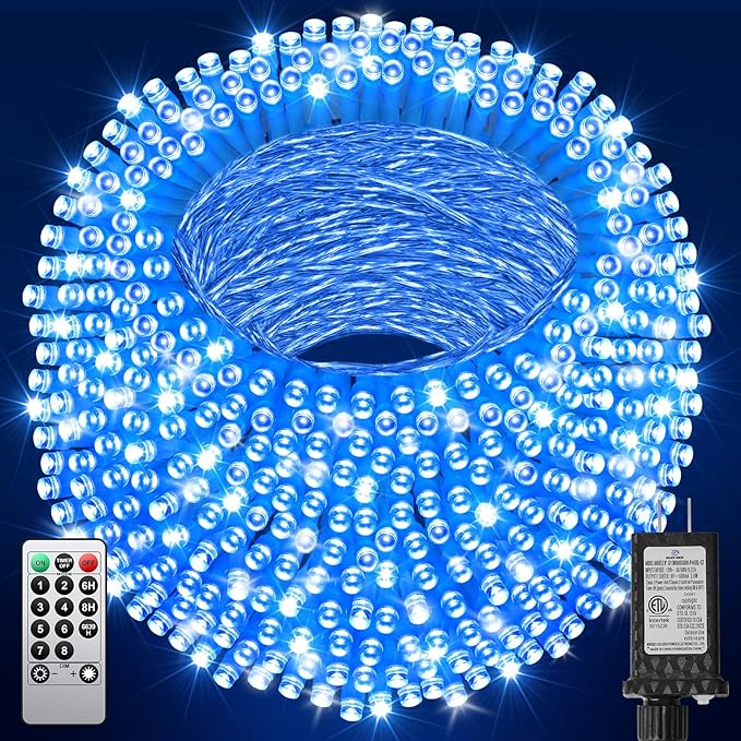 355FT 900 LED Christmas Lights, Extra Long Outdoor String Lights Waterproof, Timer & Memory, 8 Modes Dimmable Plug in Fairy Lights for Outside Tree Wedding Patry Holiday Decorations, Blue
