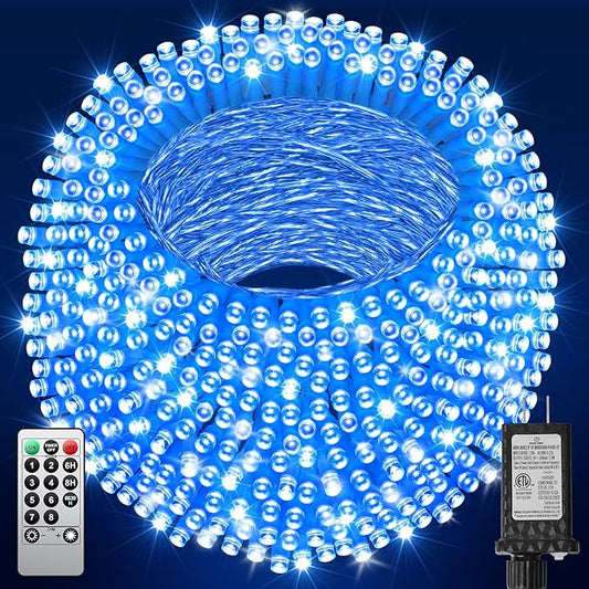 355FT 900 LED Christmas Lights, Extra Long Outdoor String Lights Waterproof, Timer & Memory, 8 Modes Dimmable Plug in Fairy Lights for Outside Tree Wedding Patry Holiday Decorations, Blue