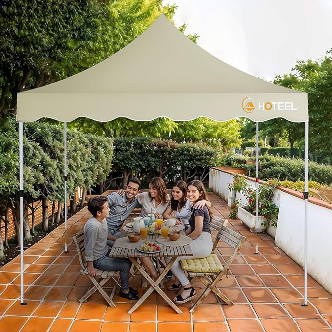 HOTEEL 10×10 Pop Up Canopy, UV 50+ and Waterproof Canopy Tent 10×10, Thickened Frame, Large Space Easy Pop Up Canopy, Outdoor Canopy for Weddings, Beaches, Parties, Patio (Khaki)