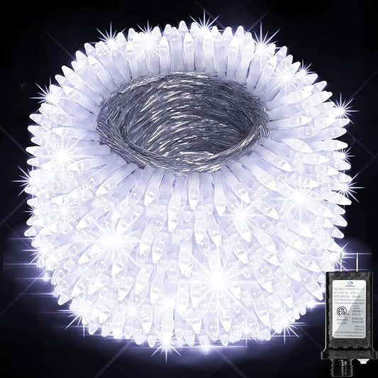750 LED 256FT Christmas String Lights Outdoor, Christmas Light with 8 Lighting Modes& Timer & Memory, Plug in Outdoor Waterproof Clear Wire Twinkle Light for for Xmas Yard Tree Party Decor Cool White
