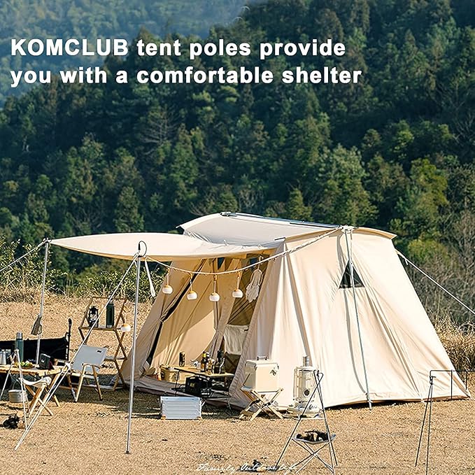 KOMCLUB Telescoping Tent Poles - Adjustable 94.5" Camping Poles with Stainless Steel Rods for Hiking and Outdoor Activities