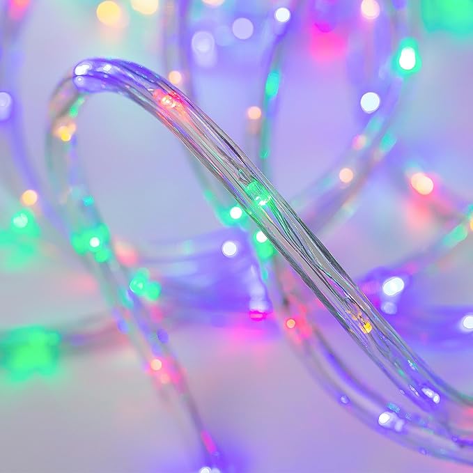 Waterproof LED Rope Lights, Connectable & Flexible with 8 Modes, Outdoor Lighting for Deck, Garden, Pool, Patio & Christmas Decor (Multicolor, 50FT)