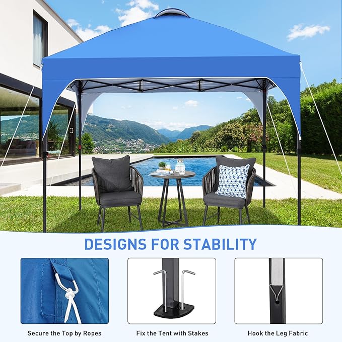 10x10 FT Pop Up Canopy, Instant Outdoor Canopy Tent with Carrying Bag, 3 Adjustable Heights - Portable for Event, Parties, Camping and More Outdoor Activities