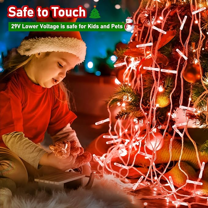 XURISEN Upgraded 561FT 1400 LED Christmas Lights Outdoor, Super Long String Lights 8 Modes & Memory Timer Plug in Fairy Lights for Home Xmas Tree Party Wedding Decor -Red