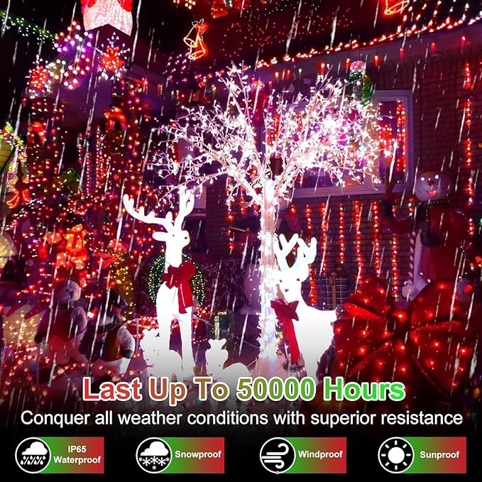 1500 LED 470FT Christmas String Lights Outdoor, 12 Pro Modes and Timer Memory & Brightness, Plug in Waterproof Clear Wire Twinkle Light for for Xmas Yard Tree Wedding Party Decor (Red)
