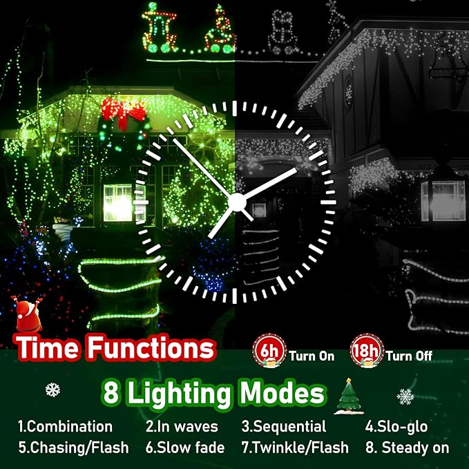XURISEN Upgraded 403FT 1000 LED Christmas Lights Outdoor, Super Long String Lights 8 Modes & Memory Timer Plug in Fairy Lights for Home Xmas Tree Party Wedding Decor -Green