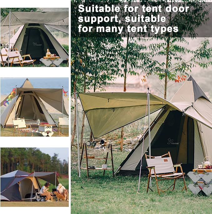 KOMCLUB Telescoping Tent Poles - Adjustable 94.5" Camping Poles with Stainless Steel Rods for Hiking and Outdoor Activities