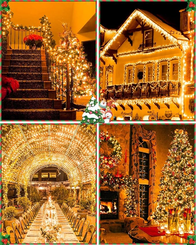 355FT 900LED Christmas Lights, Extra Long Outdoor String Lights Waterproof, Timer & Memory, 8 Modes Dimmable Plug in Fairy for Classroom Outside Tree Wedding Patry Warm White