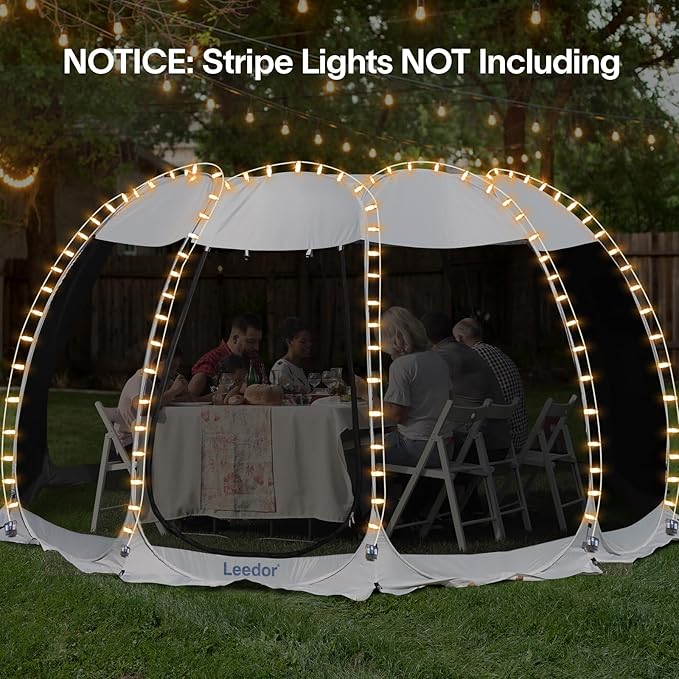 LEEDOR Pop Up Screen House, 6-10-15 Person Outdoor Screen Tent，Camping Screen Room with Carry Bag, Screened Gazebo with Mosquito Netting, Instant UV Resistant Sun Shelter for Garden, Patio, Backyard