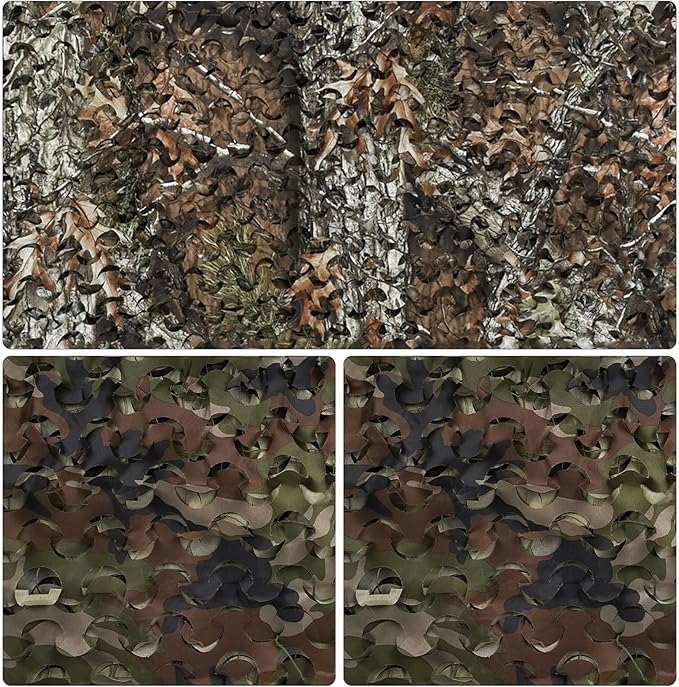 LOOGU Custom Woodland Camo Netting Camping Military Hunting Camouflage Net 6.5 x 10ft, 6.5 x 26ft, 10 x 10ft, 10 x 13ft, 10 x 16.5ft, 13 x 16.5ft, 16.5 x 20ft, 20 x 20ft