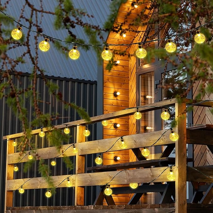 Joomer Solar String Lights Outdoor, 65FT 100LED Solar Globe String Lights 8 Lighting Modes, Waterproof Solar Powered Patio Light for Garden Yard Porch Wedding Party Outdoor Decoration (Warm White)