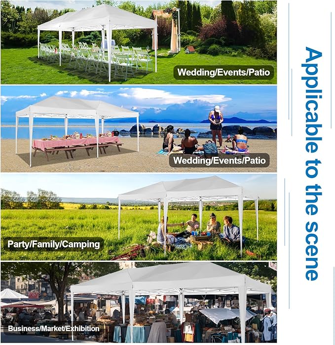 COBIZI Canopy 10x20 Pop Up Canopy Tent with 6 Sidewalls Easy Pop Up Tent 10x20 Waterproof Commercial Instant Shelter UPF 50+ Portable Gazebo Wedding Tents for Parties Carport Vender Events