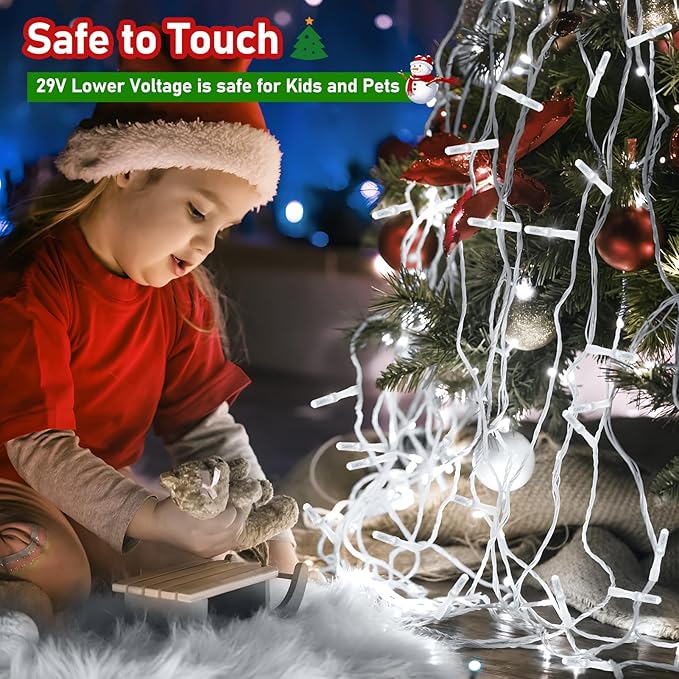 XURISEN Upgraded 561FT 1400 LED Christmas Lights Outdoor, Super Long String Lights 8 Modes & Memory Timer Plug in Fairy Lights for Home Xmas Tree Party Wedding Decor -Cool White