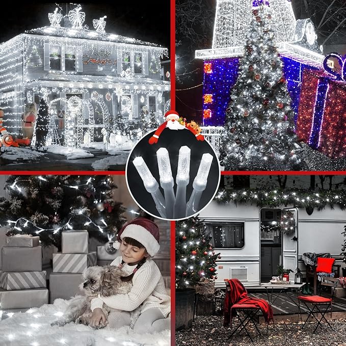 XURISEN Upgraded 561FT 1400 LED Christmas Lights Outdoor, Super Long String Lights 8 Modes & Memory Timer Plug in Fairy Lights for Home Xmas Tree Party Wedding Decor -Cool White