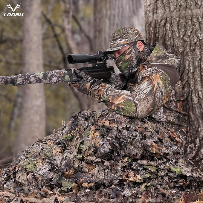 LOOGU Custom Woodland Camo Netting Camping Military Hunting Camouflage Net 6.5 x 10ft, 6.5 x 26ft, 10 x 10ft, 10 x 13ft, 10 x 16.5ft, 13 x 16.5ft, 16.5 x 20ft, 20 x 20ft