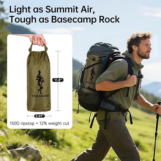 FREE SOLDIER Camping Tarp Waterproof Portable Multifunctional Outdoor Camping Traveling Awning Backpacking Shelter Rain Tarp (Brown 10×13ft)
