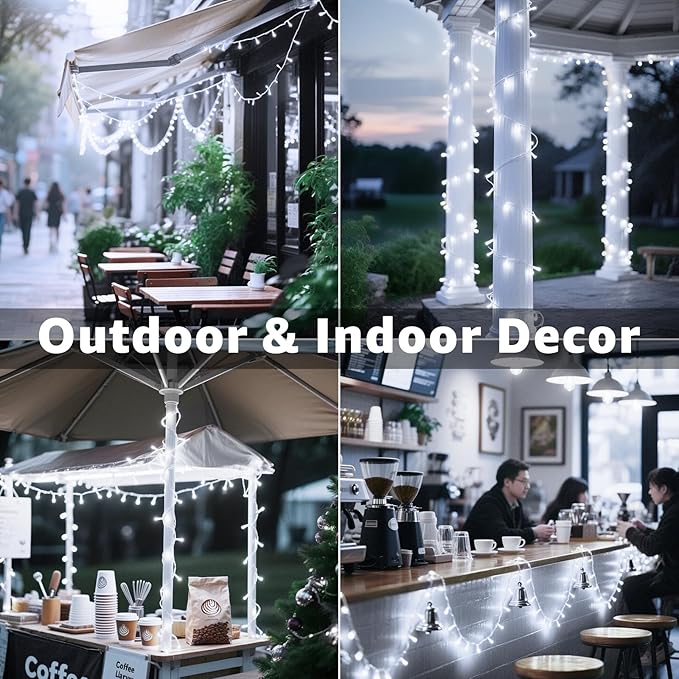 Christmas Decorations Connectable White String Lights Indoor, 150 LED Super Bright String Lights, 8 Modes Christmas Lights Plug in Twinkle Fairy Lights for Classroom Decorations