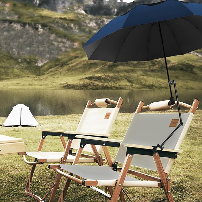 UPF 50+ Golf Umbrella with Adjustable Universal Clamp, Portable Umbrellas for Rain, Manual Open & Close, for Beach Chair, Golf Cart, Stroller, Bleacher, Patio